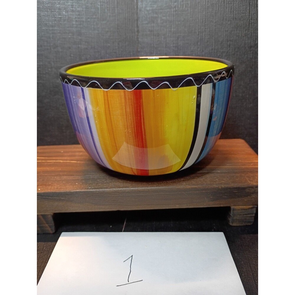 Nancy Green SERAPE Striped Bowls SET OF 2 Certified International MULTI-COLOR - Picture 3 of 16